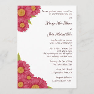 Gerbera Daisy Wedding Invitation Kaart