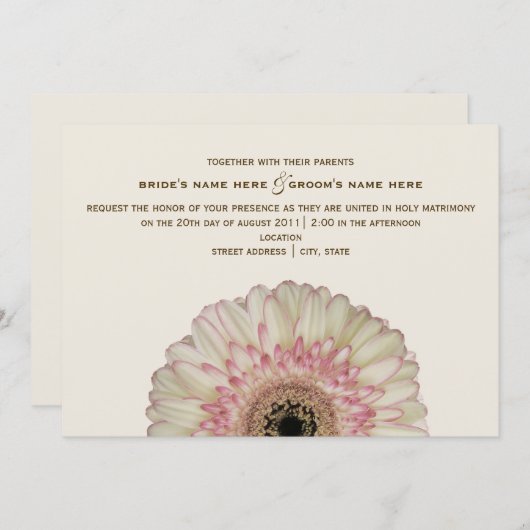 Gerbera Daisy Wedding Invitation Kaart (Voorkant / Achterkant)