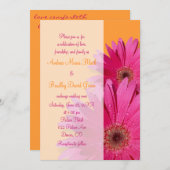 Gerbera Faire-part de mariage marguerite orange et (Devant / Derrière)