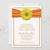 Gerbera jaune avec invitation au ruban orange (Devant)