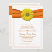Gerbera jaune avec invitation au ruban orange (Devant / Derrière)