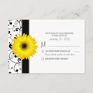 Gerbera Jaune Daisy avec noir Scroll Design RSVP