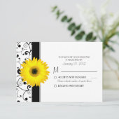 Gerbera Jaune Daisy avec noir Scroll Design RSVP (Debout devant)