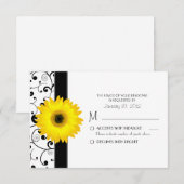 Gerbera Jaune Daisy avec noir Scroll Design RSVP (Devant / Derrière)