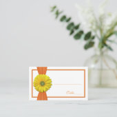 Gerbera Jaune Daisy Orange Mariage Carte Place (Debout devant)