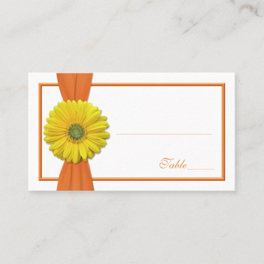 Gerbera Jaune Daisy Orange Mariage Carte Place (Devant)