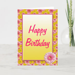 Gerbera Jaune Rose Daisy Bonne carte d'anniversair