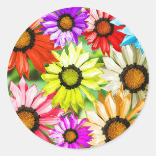 Gerbera kleurige bloem ronde sticker