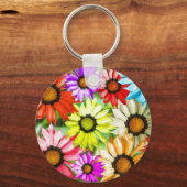 Gerbera kleurige bloem sleutelhanger (Voorkant)