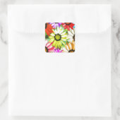 Gerbera kleurige bloem vierkante sticker (Tas)