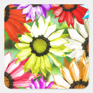Gerbera kleurige bloem vierkante sticker