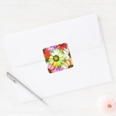 Gerbera kleurige bloem vierkante sticker (Envelop)