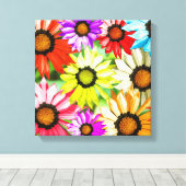 Gerbera kleurige bloemen canvas afdruk (Insitu (Houten vloer))