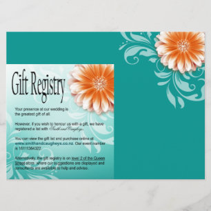 Gerbera Madelief Oranje Aqua Cadeauregister Kaart