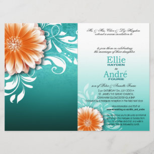 Gerbera Madelief Oranje Aqua Portemonnee Hoesje Kaart