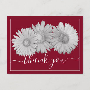 Gerbera Madeliefjes Rode Achtergrond Bedankt Briefkaart