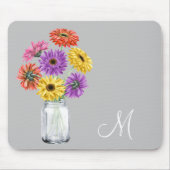 Gerbera-Margriet Mason Jar Monogram Voor haar Muismat (Voorkant)