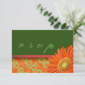 Gerbera Orange Green Script Cartes RSVP (Debout devant)