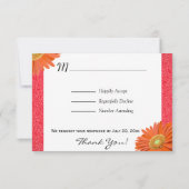 Gerbera Orange Green Script Cartes RSVP (Dos)