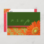 Gerbera Orange Green Script Cartes RSVP (Devant / Derrière)