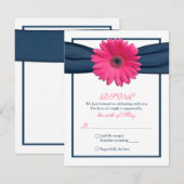 Gerbera rose avec carte de réponse au ruban de la  (Devant / Derrière)