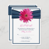 Gerbera rose avec carte de réponse au ruban de la  (Devant / Derrière)