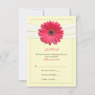 Gerbera rose avec carte de réponse ivoirienne Ribb