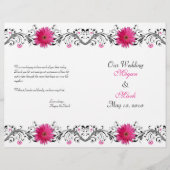 Gerbera Rose Daisy Black Floral Wedding Programme (Devant)
