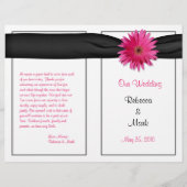 Gerbera rose Daisy Black Ribbon Wedding Programme (Devant)