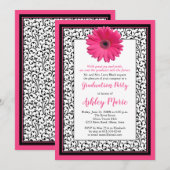 Gerbera Rose Daisy Floral Graduation Invitation (Devant / Derrière)