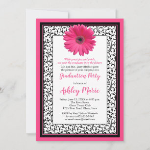 Gerbera Rose Daisy Floral Graduation Invitation
