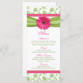 Gerbera Rose Daisy Green Floral Mariage Menu (Devant / Derrière)