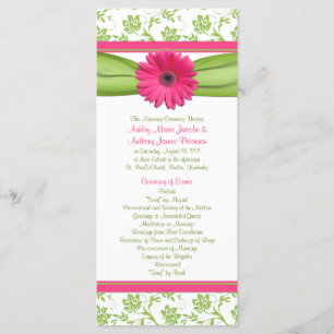Gerbera rose Daisy Green Floral Wedding Programme