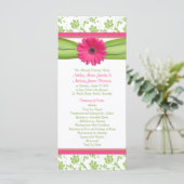 Gerbera rose Daisy Green Floral Wedding Programme (Debout devant)
