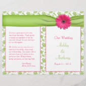 Gerbera rose Daisy Green Floral Wedding Programme (Devant)