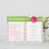Gerbera rose Daisy Green Floral Wedding Programme (Debout devant)