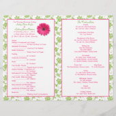 Gerbera rose Daisy Green Floral Wedding Programme (Dos)