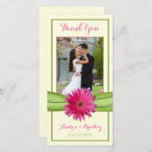 Gerbera rose Daisy Merci Mariage de ruban vert (Devant / Derrière)