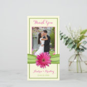 Gerbera rose Daisy Merci Mariage de ruban vert (Debout devant)