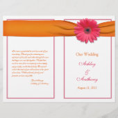 Gerbera rose Daisy Orange Ribbon Wedding Programme (Devant)