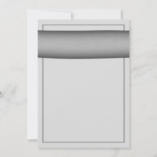 Gerbera rose Daisy Silver Grey Ribbon Invitation (Dos)