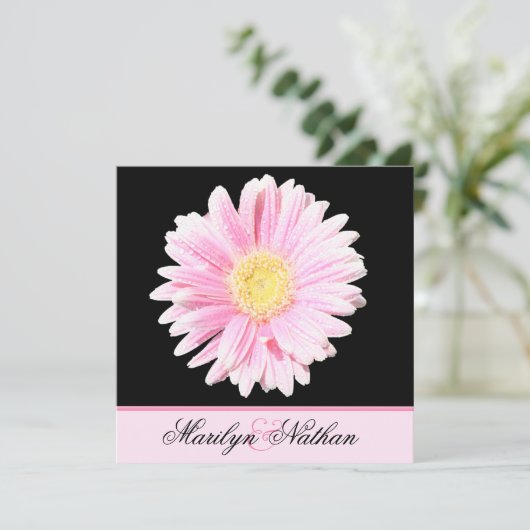 Gerbera rose Faire-part de mariage (Debout devant)
