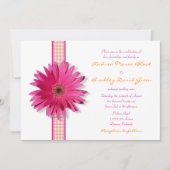 Gerbera rose Faire-part de mariage en ruban (Devant)