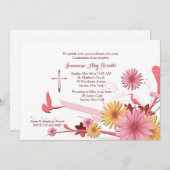 Gerbera rose Invitation religieuse (Devant / Derrière)