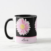 Gerbera rose sur Black Live, Amour, Rire Mug (Gauche)