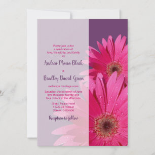 Gerbera rose violet Faire-part de mariage de margu