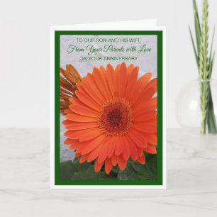 Gerbera Son and Wife persoonsgebonden Jubileum Kaart