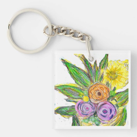 Gerberas Daisy Sleutelhanger (Voorkant)