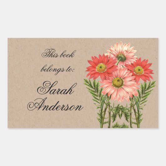 Gerberas Kraft Stickers Plaque de livre Ce Qui App (Devant)