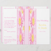 Gerberas rose sur le programme de mariage blanc (Devant / Derrière)